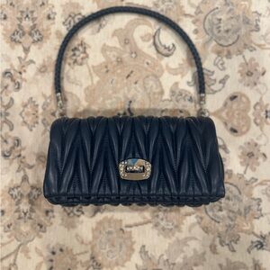 Elegant Dark Blue Quilted Handbag